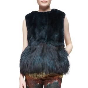 Co Peplum Vest Dark Green size S Fox & Hare Fur & Silk lined